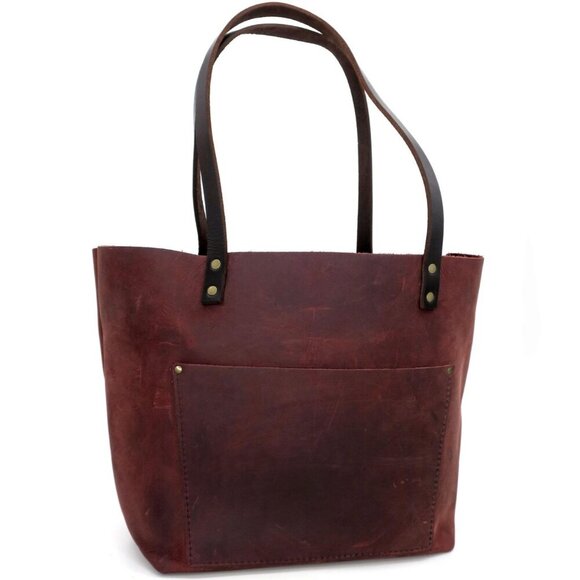 Portland Leather Goods Merlot Large Classic Tote Bag Shoulder Purse - Picture 1 of 6